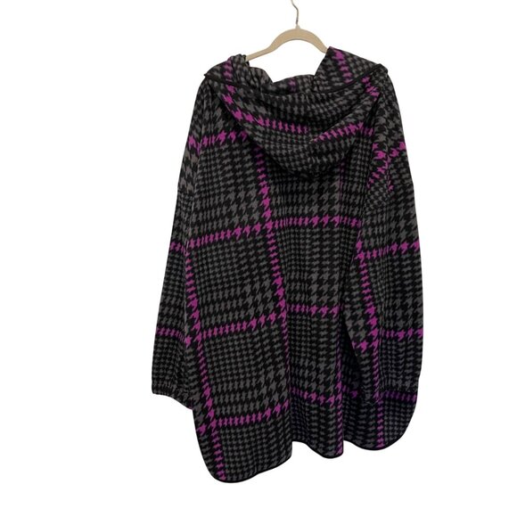 NWT LIVI Plaid Hooded Full-Zip Jacket Size 34/36 Womens grey, pink, NEW - Picture 2 of 7